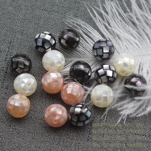 Loose beads 5pieces white/blak/pink/green/yellow 10/12/14mm abalone shell ROUND for DIY wholesale nature FPPJ