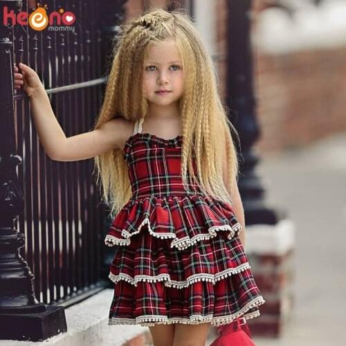 Princess Baby Girls Summer Dress Lace Plaid Ruffle Layered Tutu Dress Baby Sleeveless Pageant Dresses Party Wedding Clothes