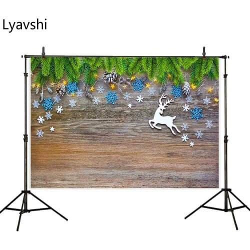 Lyavshi Christmas photography backdrop reindeer snowflake pine leaves background decorations photography backdrop