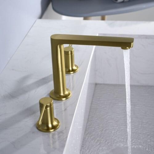 Brushed GOLD 8" Widespread Three Holes lavatory Bathroom washbasin Sink Faucet Mixer tap deck mounted New