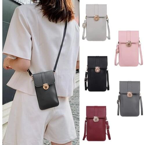 Fashion Touch Screen Mobile Phone Purse Smartphone Wallet Leather Shoulder Strap Handbag Women Tactile Outdoor Waterproof Bag