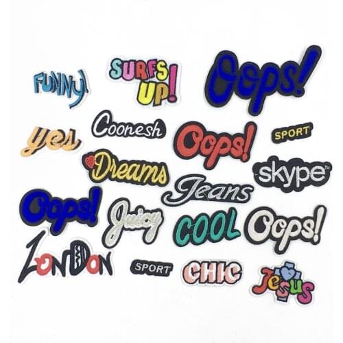 English Letter Badge Patch Hot Melt Adhesive Sticker Embroidery Patch Stripe DIY Decorative Clothes Pants Ironing Accessories