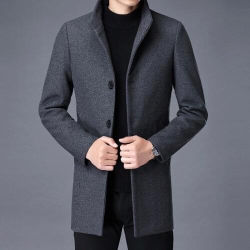 2021 New Long Wool Coat Men Fashion Pea Coat Jacket Wool & Blends Autumn Winter Jackets Mens Woolen Overcoat Plus Size 3XL 4XL