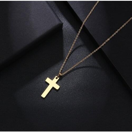 DOTIFI Stainless Steel Necklace For Women Man Lovers Cross Gold And Silver Color Pendant Necklace Engagement Jewelry
