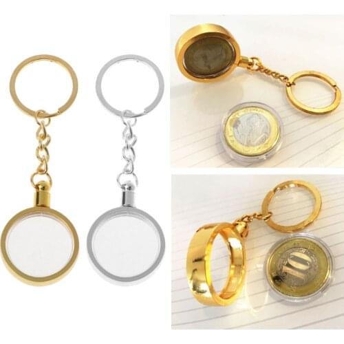 27mm/1.06" Commemorative Coin Holder Keyring Medallion or Chip Collection Souvenir Coin Pendant Keychain Fashion Jewelry