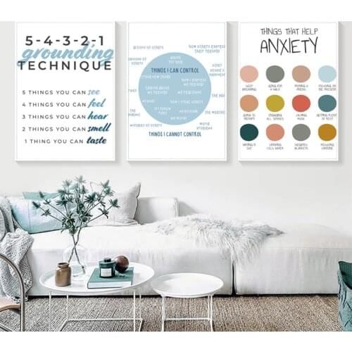 Anxiety Therapy Self-care Poster Mental Health Art Print Canvas Painting Psychologist Counselor Office Wall Pictures Home Decor