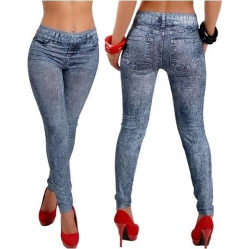 Pring Autumn New Fashion Skinny Slim Thin High Elastic Waist Washed Jeans leggings Pencil Pants Denim Leggings For Women