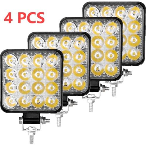 48w LED Flood Work Light 16x3W Square IP67 Waterproof Off-road Spot Light Work Lamp for Car Repairing Camping Hiking Backpacking