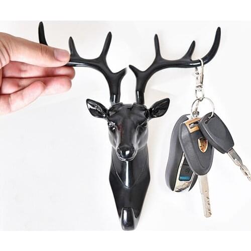 Nordic style antlers sticky hook American home decoration hook wall hanging free punching personality deer head wall key holder