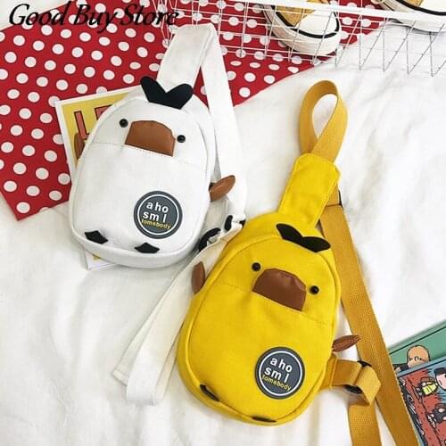Lovely Duck Chest Bags Womens Fashion Canvas Belts Bag Korean Waist Packs Teenager Street Hip Hop Shoulder Purse Female Bagpack