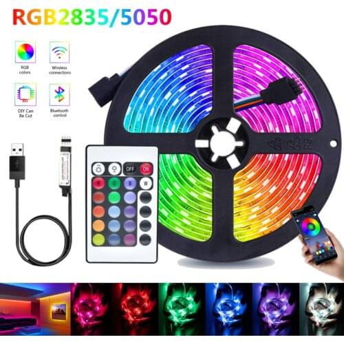LED Strip Light RGB 5050 SMD Diode Flexible Lamp Tape Bluetooth IR Remote Control DC 5V USB Powered TV Backlight Holiday Decor