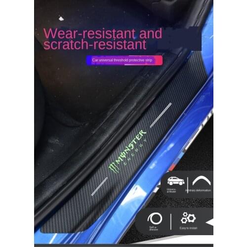 Universal 4pcs 3D Carbon Fiber Scuff Plate Auto Door Edge Sill Strips Protector Anti Scratch Guards For Car Stickers Accessories