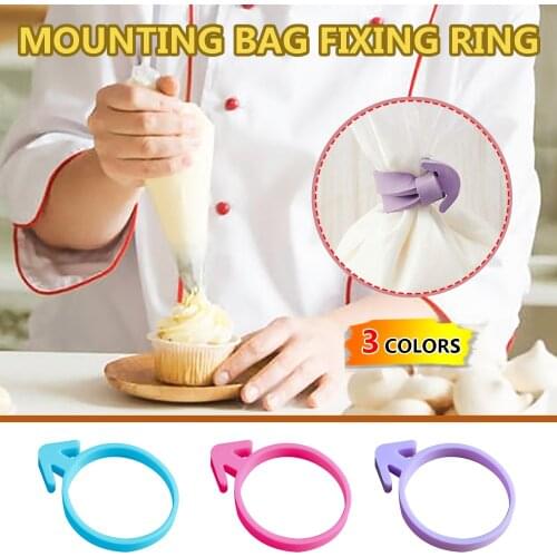 Pipe Bag Seal Ring Silicone Cable Tie Fixing Ring Binding Ring Tool 10pc piping Bag With Tie Buckle Piping Bag Cookware Parts
