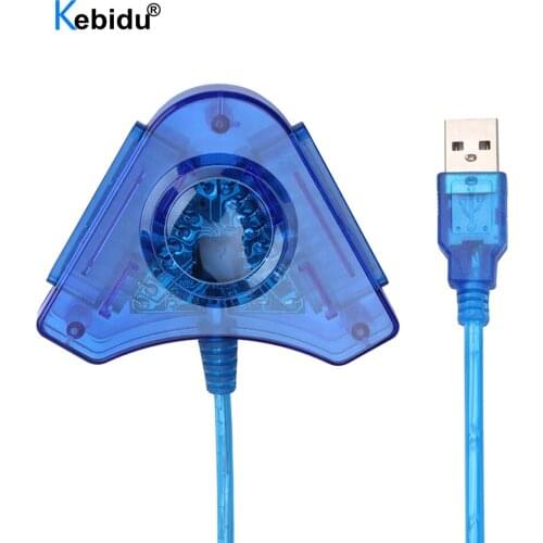 Kebidu USB Controller Gamepad Adapter Converter Cable for PlayStation 2 PS1 PS2 Joypad to PC Games Dual Ports Converter