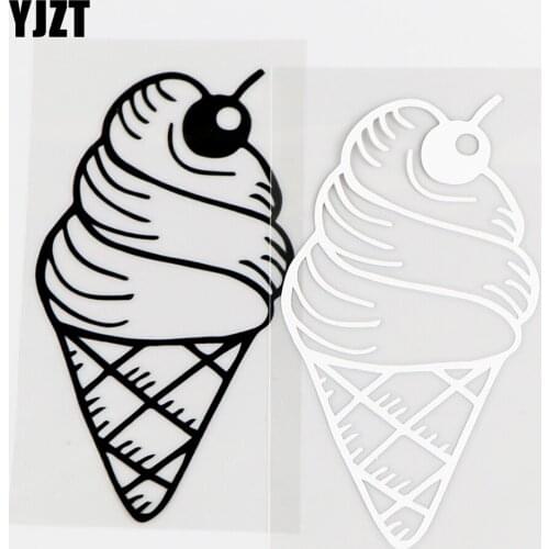 YJZT 7.2×13.6CM Yummy Ice Cream Cone Funny Vinyl Decals Decor Nice Car Stickers Black / Silver 10A-0686