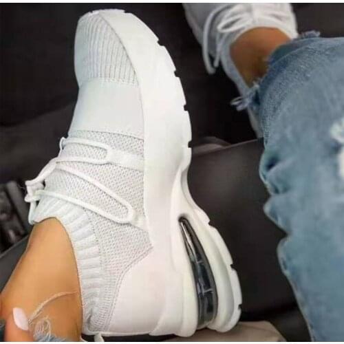 2021 Woman Sneakers Summer Woman Breathable Sock Casual Shoes Lace Up Tennis Mesh Shoes Female Sport Shoes Ladies Flat Big Size