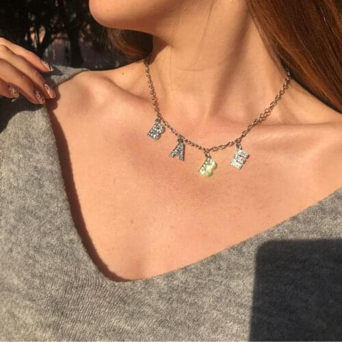 Letter Harajuku Crystal Angel Necklace Women Jewelry Couple Gift Necklace BABY HONEY Choker Punk Couple Gift Drop Collar