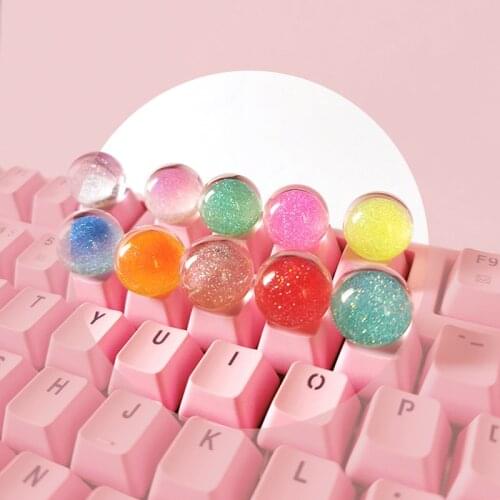 Starry Sky Crystal Ball Pbt Keycap Cherry Profile Translucent Handmade Customized Artisan Pink Keyboard Switches