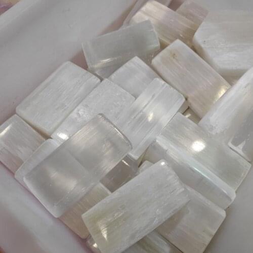 1pcs 6-7cm Natural Polished Gypsum Selenite Plate White Stone Cuboid Shape Crystal Quartz Healing Reiki Fengshui Decoration