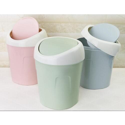 1PC Desktop Waste Bins Trumpet Desktops Mini Creative Covered Kitchen Living Room Trash Can Rolling Cover Type Dustbins LF 255