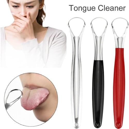 1Pcs Useful Tongue Scraper Clean Oral Hygiene Care Stainless Steel Bad Breath Freshener Cleaner Brush Tool Dental Care