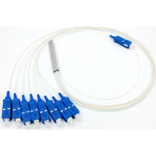 10pcs/lot 1*8 Fiber mini optical splitter steel tube with SC/UPC connector PLC optical splitter