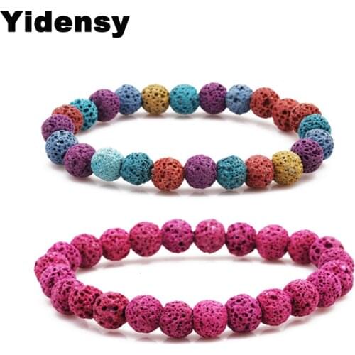12pcs/set Lava Stone Beads Bracelet Oil Diffuser Strand Beaded Bracelets DIY Wholesale Party Promotion Gift Souvenir