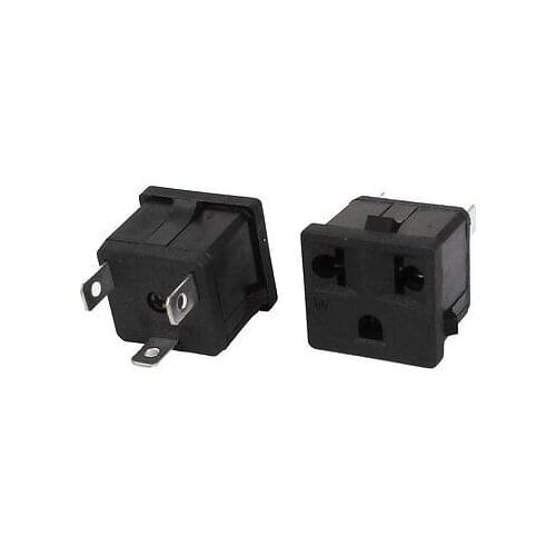 2pcs EU US AC 250V/125V 10A/15A 3 Pins Panel Mounted Power Socket WD-601