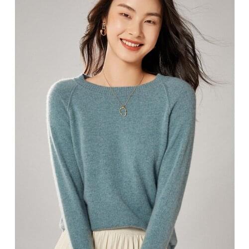 2021 Winter Soft Warm Sweaters Woman Oneck Long Sleeve Loose Pullovers 100% Merino Wool Knitting Jumpers Female Knitwears