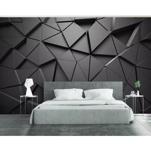 3D abstract 3D geometric grey triangle background mural