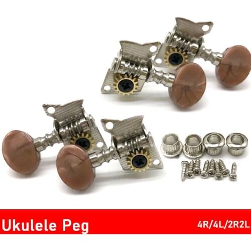 4pcs Ukulele Locking String Peg Guitar Tuning Peg Tuner Machine Head Chrome with Brown Head Metal