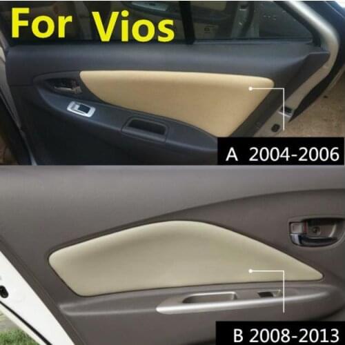 4PCS Microfiber Front / Rear Door Panels Leather Cover Protective Trim For Toyota Vios 2004-2013 with Mount Fittings
