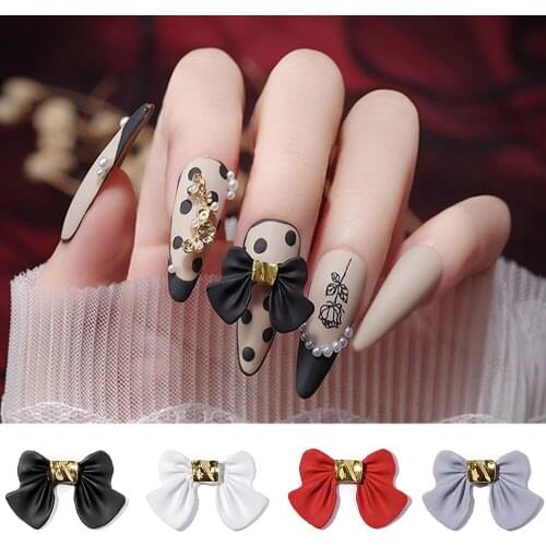 5 Pcs 3D Matte Resin Bow Nail Art Decorations Cassic Luxury Bowknot Nail Art Charms Women Kawaii Bow Manicure Drill