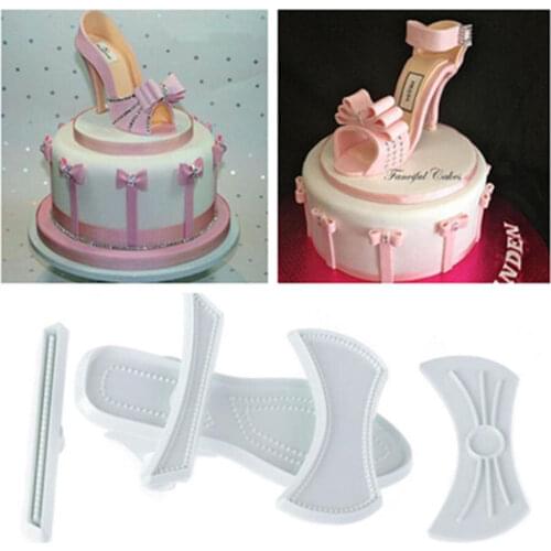 9pcs Lady High-Heeled Shoes Mold Fondant Sugarcraft Cake Baking Cutter Mould