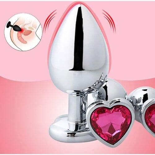 Heart shaped metal anal plug Sex Toys Stainless Smooth Steel Butt Plug Tail Crystal Jewelry Trainer For Women/Man Anal Dildo