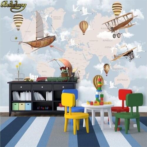 Beibehang Custom Wallpaper Embossed Cartoon Airplanes Flying In The Sky Photo Wall Cover For Kids Room TV Sofa Backdrop