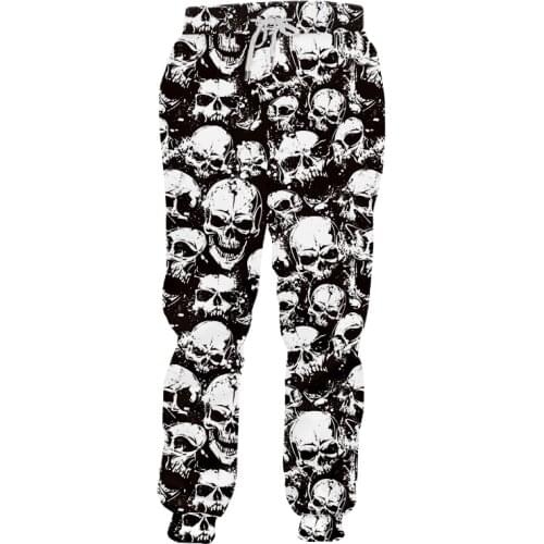 UJWI Fashion Men Casual Full Length Pants Harajuku 3D Skull Printed Joggers Sweat Pants Street Hip Hop Style Sweatpants Custom