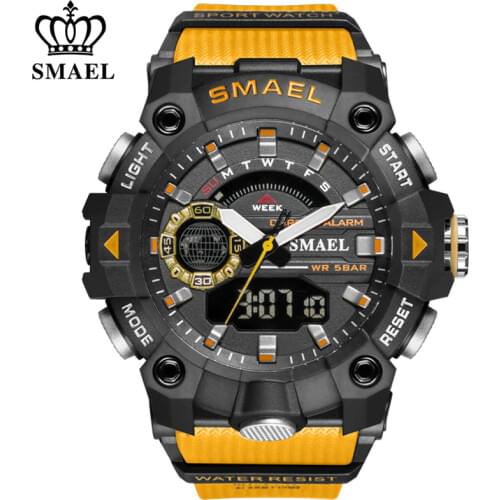 SMAEL Fashion Mens Military Sports Watches Top Brand Luxury Quartz Waterproof Watch Men LED Digital Wristwatch Relogio Masculino