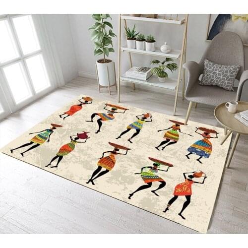 Home Childrens Room Floor Cushion Kitchen Area Rugs Bathroom Carpets Non-Slip Mat Dancing African Women Exotic National Culture