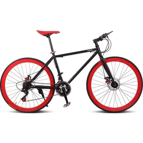 700C Road Bike 21 Speeds High Carbon Steel Front Rear Double Disc Brake Spokes Wheels Bicycle With Transmission