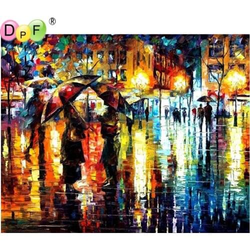 DPF diamond embroidery rain encounter diamond painting cross stitch needle diamond mosaic full square rhinestone home decoration