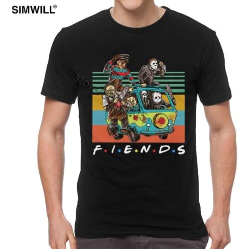 Friends Tv Characters Chucky Jason Voorhees Michael Myers T shirt Short Sleeved The Massacre Machine Horror Tees Freddy T-shirt