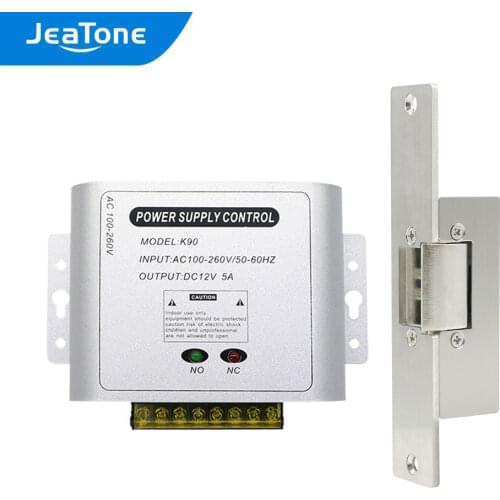 Jeatone Electric Strike Lock Narrow Type Door Lock with Power Supply Control for different Door NC/NO Mode Fail Safe Access