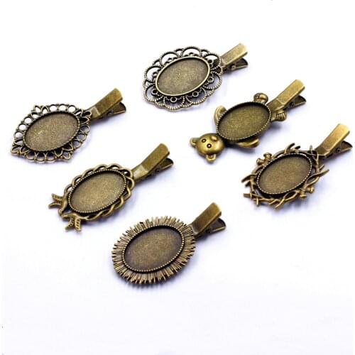 Fit 18x25mm Oval Cabochons Nickel Lead-Free Hairpins Blank Settings Hair Snap Scarf Clips For DIY Making Accessories 5pcs