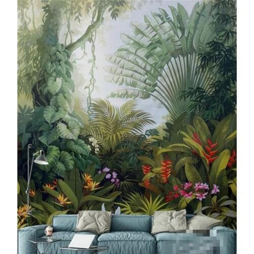 Custom Mural Wallpaper Hand Painted Tropical Rainforest Plant Landscape Painting Wall Papers Home Decor Living Room Papier Peint