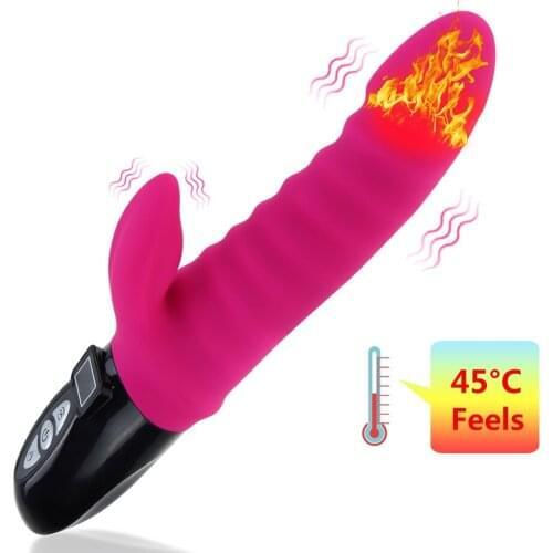 Rabbit Dildo Vibrator G Spot Clitoris Stimulator Vaginal Pussy Heating Massager Adult Toy Female Masturbation Sex Toys for Women