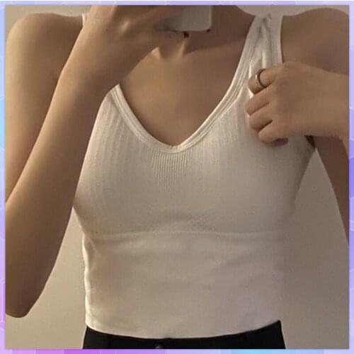 Sexy Backless Crop Top Women Solid Sleeveless Tanks Short Vest 2021 Summer Beach Halter Top Straps Camisole Bar