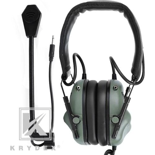 KRYDEX Sound Pick Up Noise Reduction Headphone With Micphone Peltor Detachable Tactical Communication Electronic Headset OD