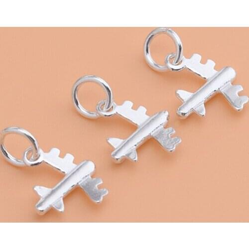 Small aircraft pendant S925 sterling silver DIY jewelry beaded material accessories, handmade bracelet accessories