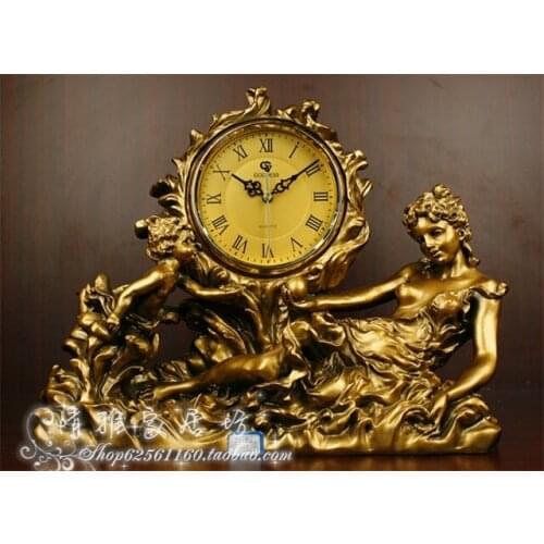 European Hot-selling Living Room Craft Decoration Antique Quartz Clock Retro Creative Seat Clock Silent Table Clock